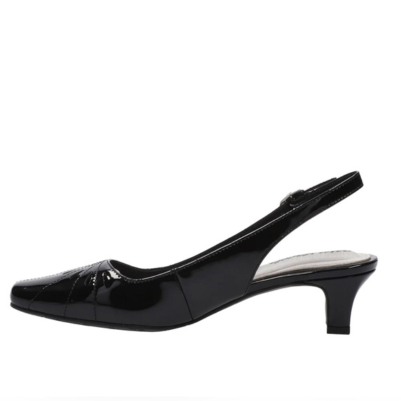 Women’s Dress Shoes Easy Street Catie Slingback Pumps Black Patent Size 7.5 - Picture 4 of 11